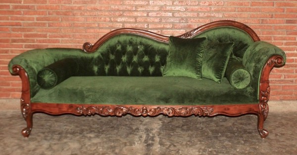 Barock Sofa Chaiselongue, Repro-Antik-Design, Mahagoni massiv Holz aufwendige Holzschnitzer    