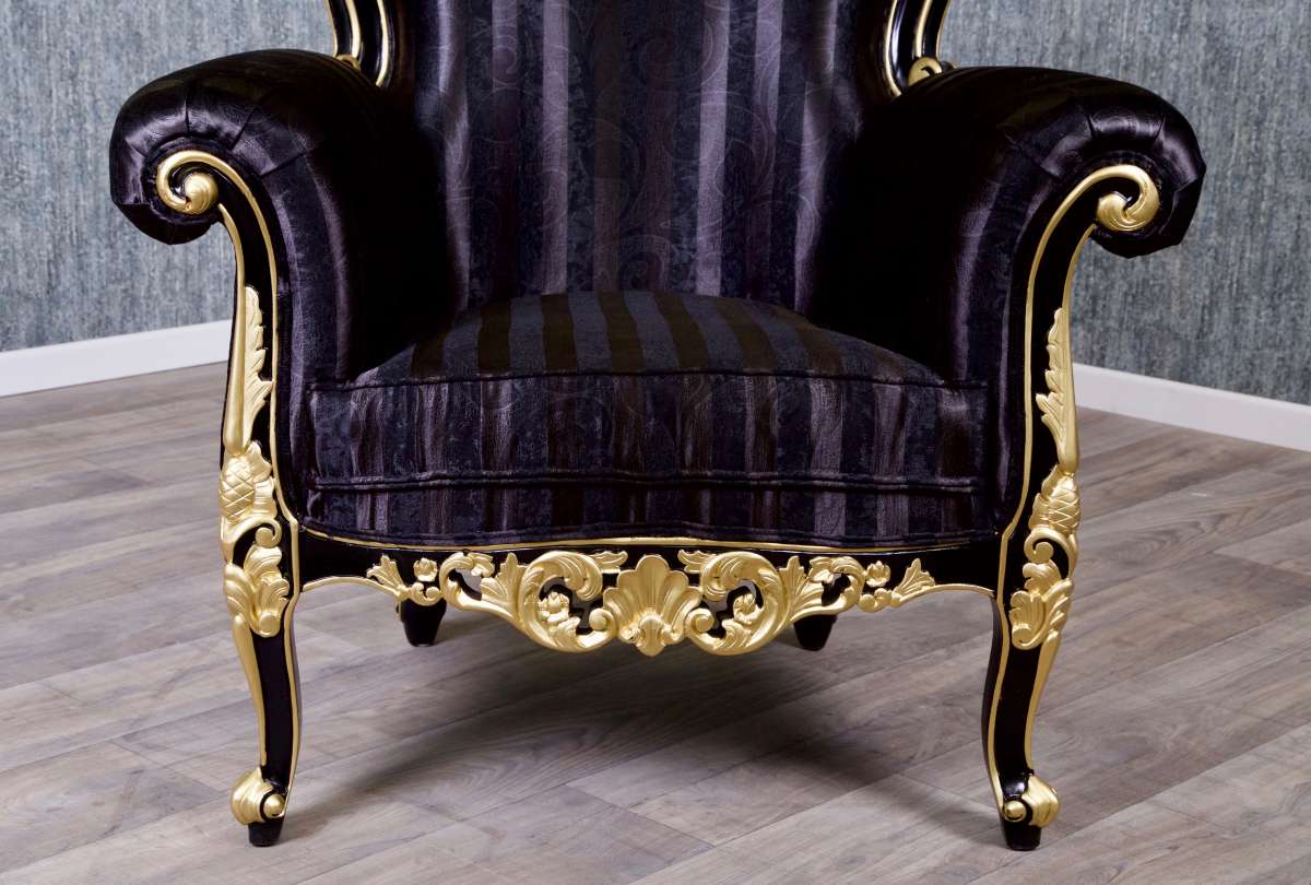 Barock Sessel Meisya in schwarz-gold | Sessel | Sofas ...