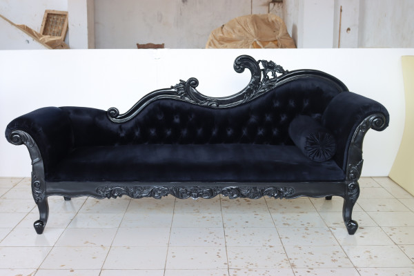 Barock Sofa Chaiselongue, Repro-Antik-Design, ISF 309 Barock Sofa Mahagoni massiv Holz aufwendige Holzschnitzer    